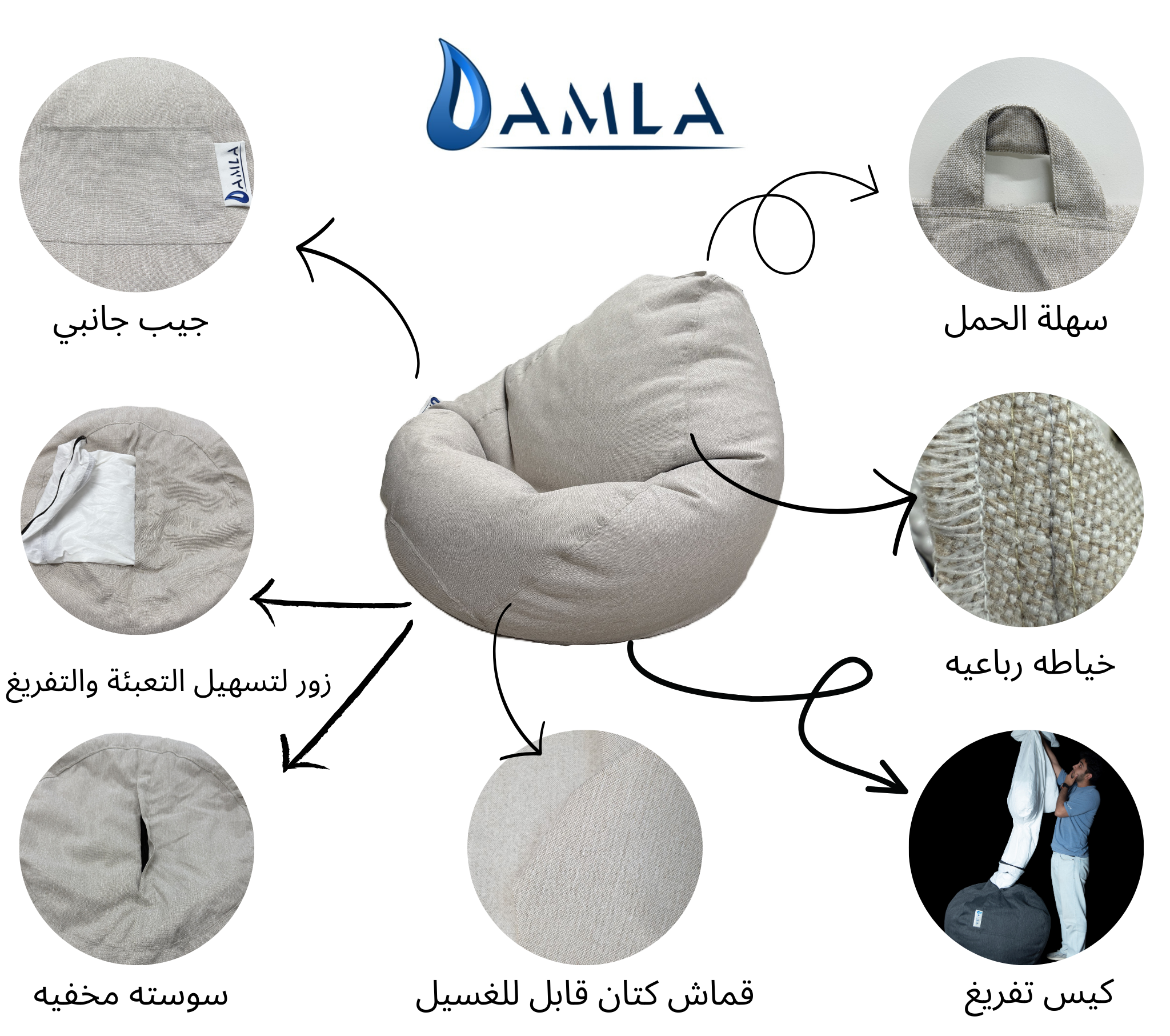 بين باج رمادي غامق مقاس لارج